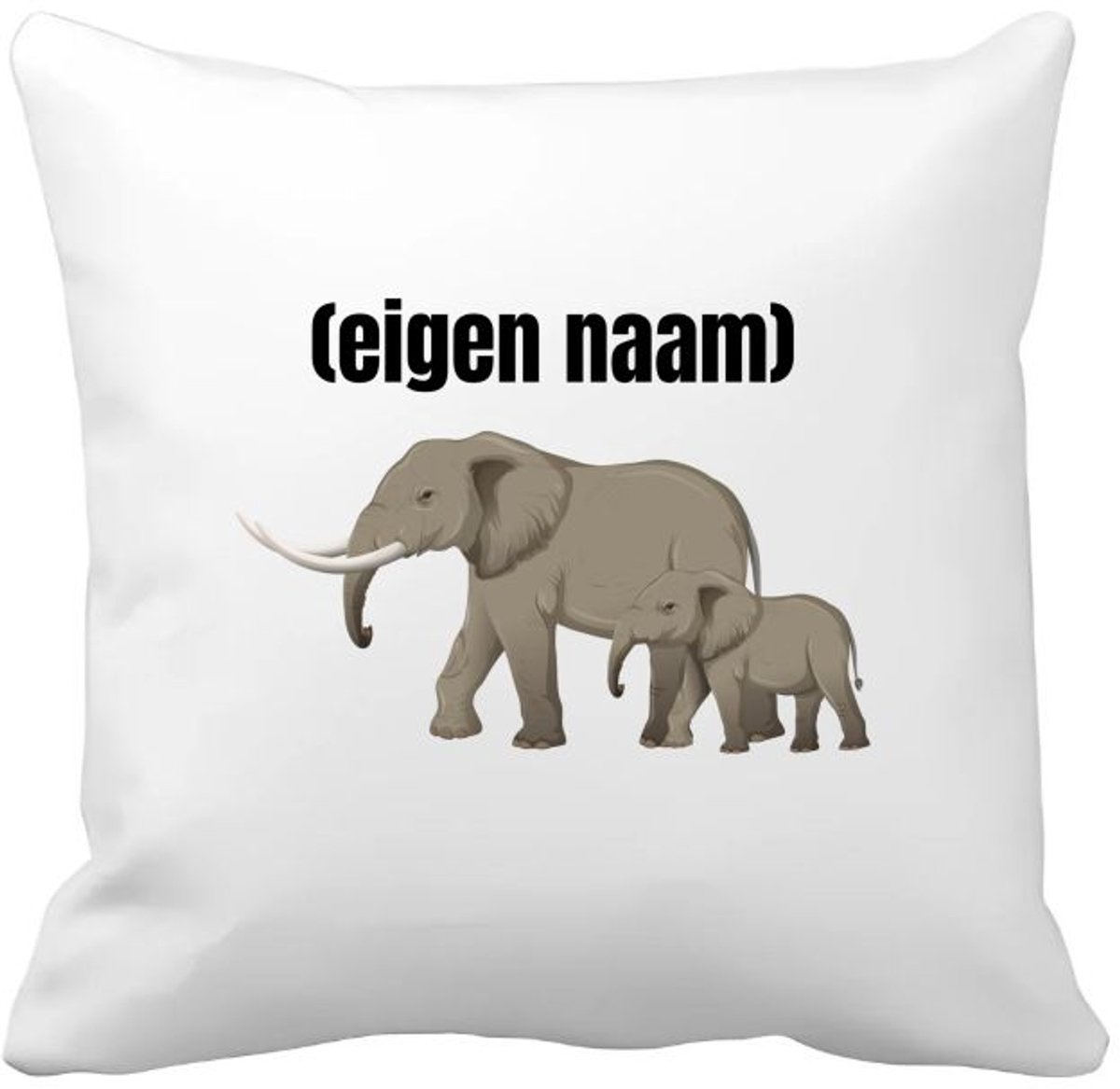 Akyol olifant en kleine met eigen naam Kussen hoes - Olifant - dieren liefhebber - iemand die houdt van olifanten - verjaardag - cadeau - kado - geschenk - 40 bij 40 cm Multicolor
