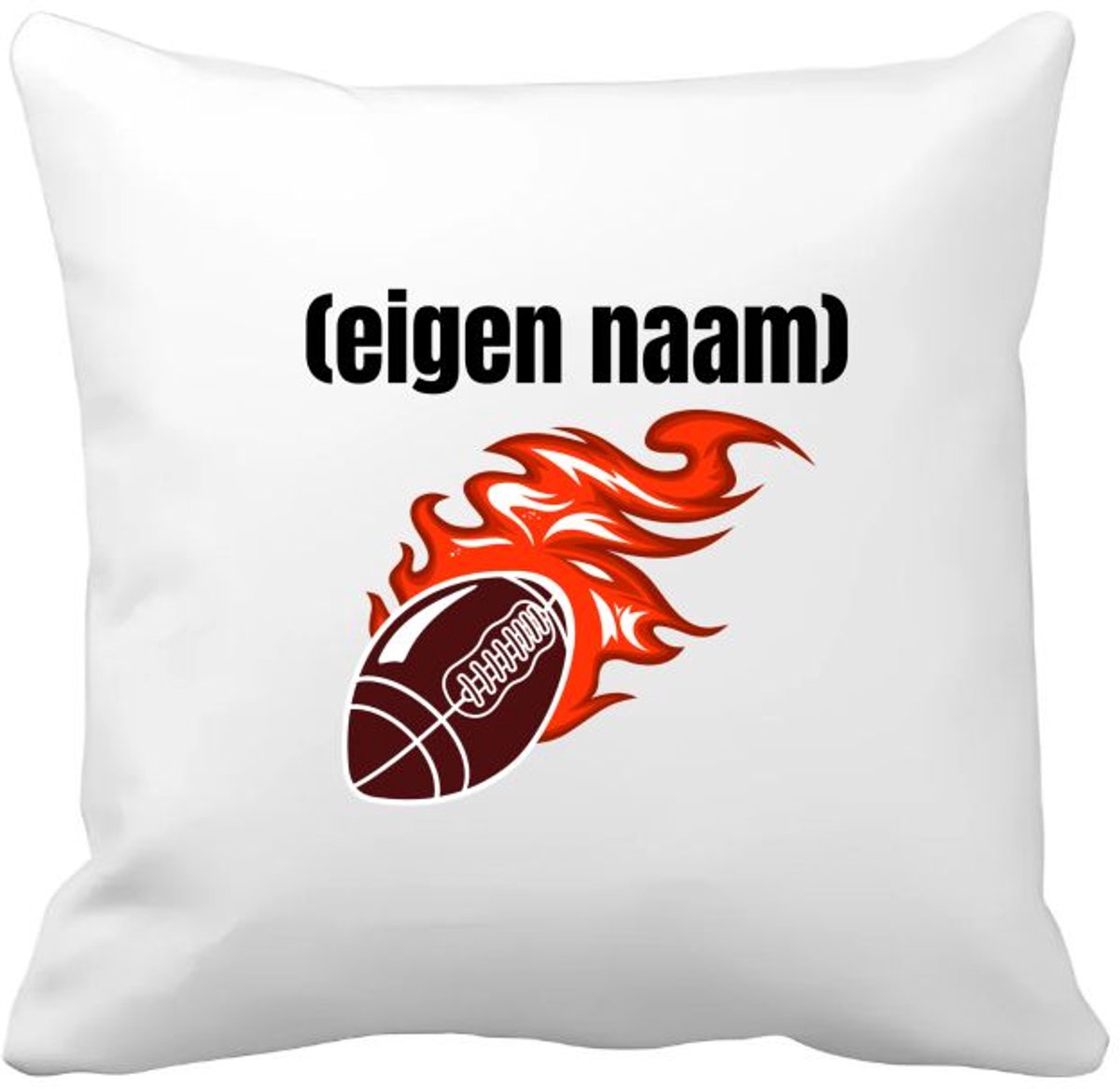 Akyol rugbybal vuur met eigen naam Kussen hoes - Rugby - atleten - iemand die houdt van rugby - verjaardag - cadeau - kado - 40 bij 40 cm Multicolor
