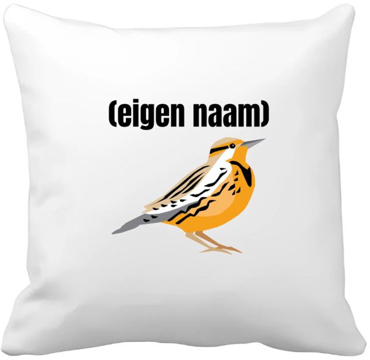 Akyol oranje mus met eigen naam Kussen hoes - Vogels - dieren liefhebber - iemand die houdt van mussen - verjaardag - cadeau - kado - geschenk - 40 bij 40 cm Multicolor