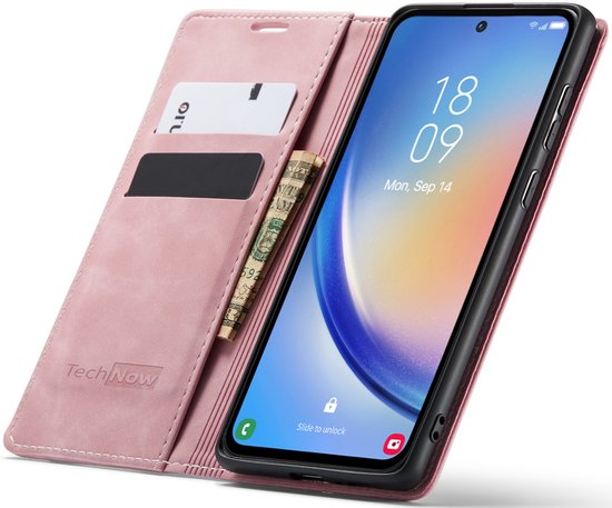 Étui portefeuille en Cuir Slimline rose pour Motorola Thinkphone 25 / Edge 50 Neo