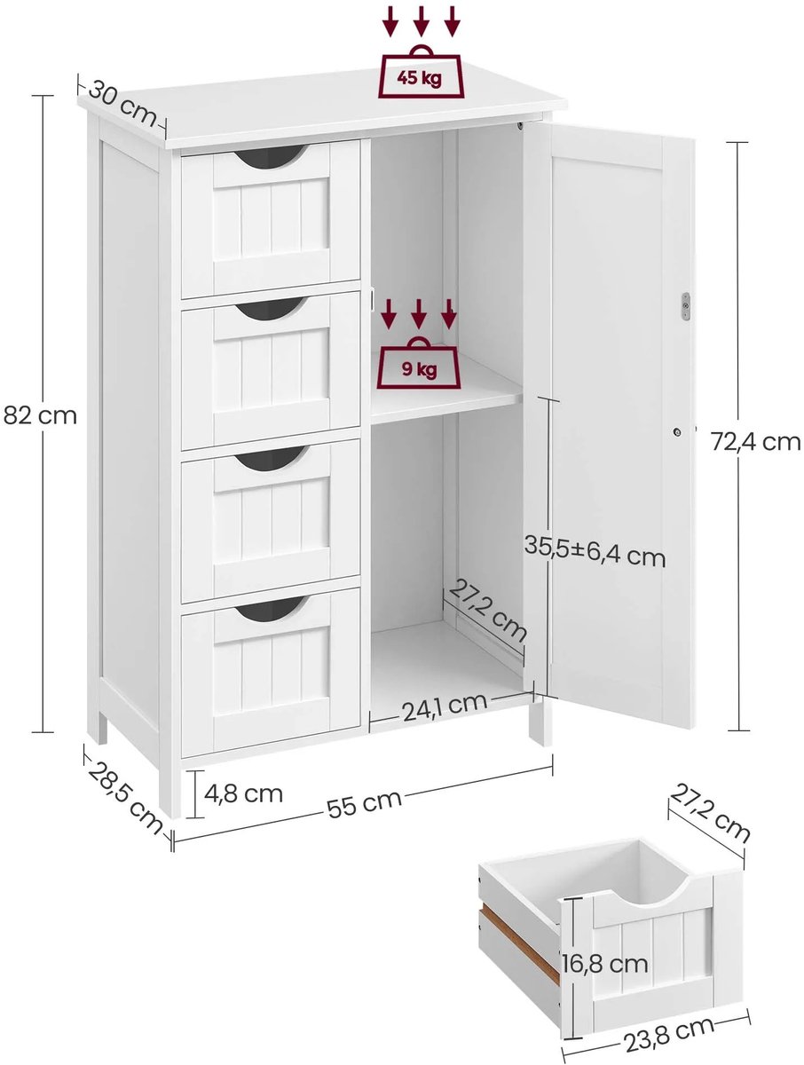 Badkamerkast - Badkamer Kast - Badkamer Kastje - Badkamerkasten Laag - Badkamerkastje - Ba