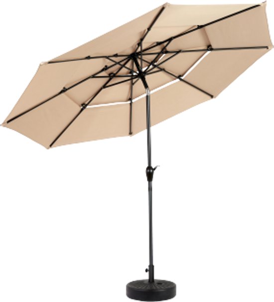 Parasol d'extérieur rectangulaire double face de 4,5 m, grand format, avec manivelle (kaki)