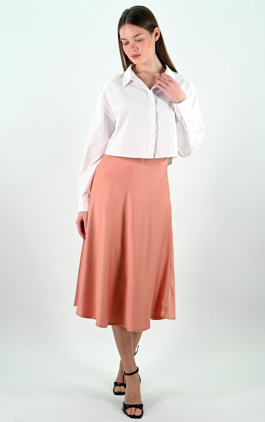 YesMooi - Jupe mi-longue en satin - Rose - XXL (44)