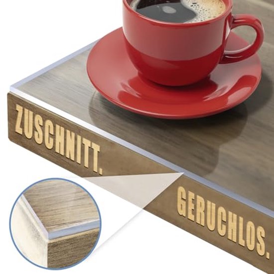 FLOORDIREKT Film de protection transparent pour table Crystal - avec bord droit - Nappe sur mesure - Taille ajustable - Film de protection transparent - Protection de table - 40 x 40 cm