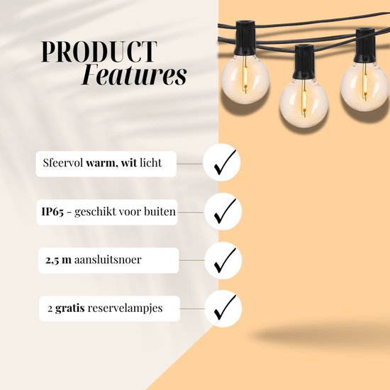 a sunny day lichtsnoer buiten - lichtslinger - inclusief 50 led lampen voor buiten - lichtsnoer voor buiten - 50 led lampen 15 meter - lichtslinger - prikkabel - lichtsnoer - lichtsnoer binnen - prikkabel binnen - lichtsnoer tuin