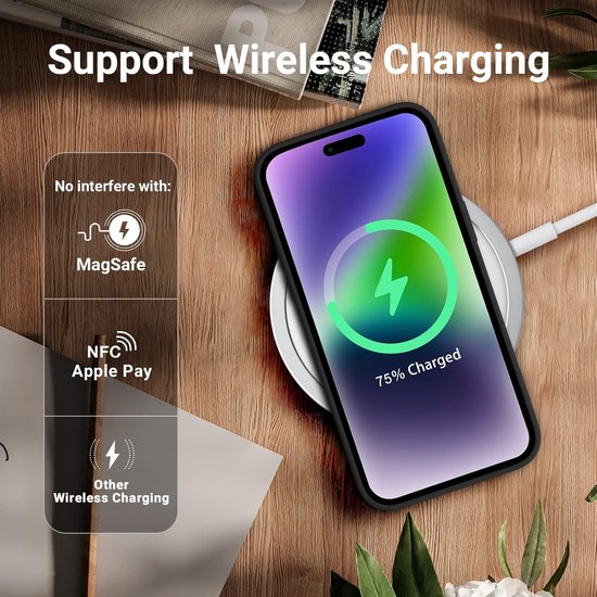 Coque Solid en silicone liquide souple au toucher et caoutchouc TPU Flexible + protection d'écran - Objectif de l'appareil photo - Compatible avec : iPhone 16 Pro - Vert nuit