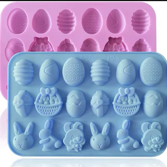 Moule de Pâques en Siliconen - 18 formes - Œufs de Pâques - Décoration - Moule à pâtisserie - Moules à chocolat - Pasen