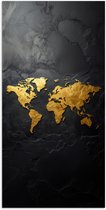 Wereldkaarten - Wereldkaart - Goud - Steen - 80x160 cm