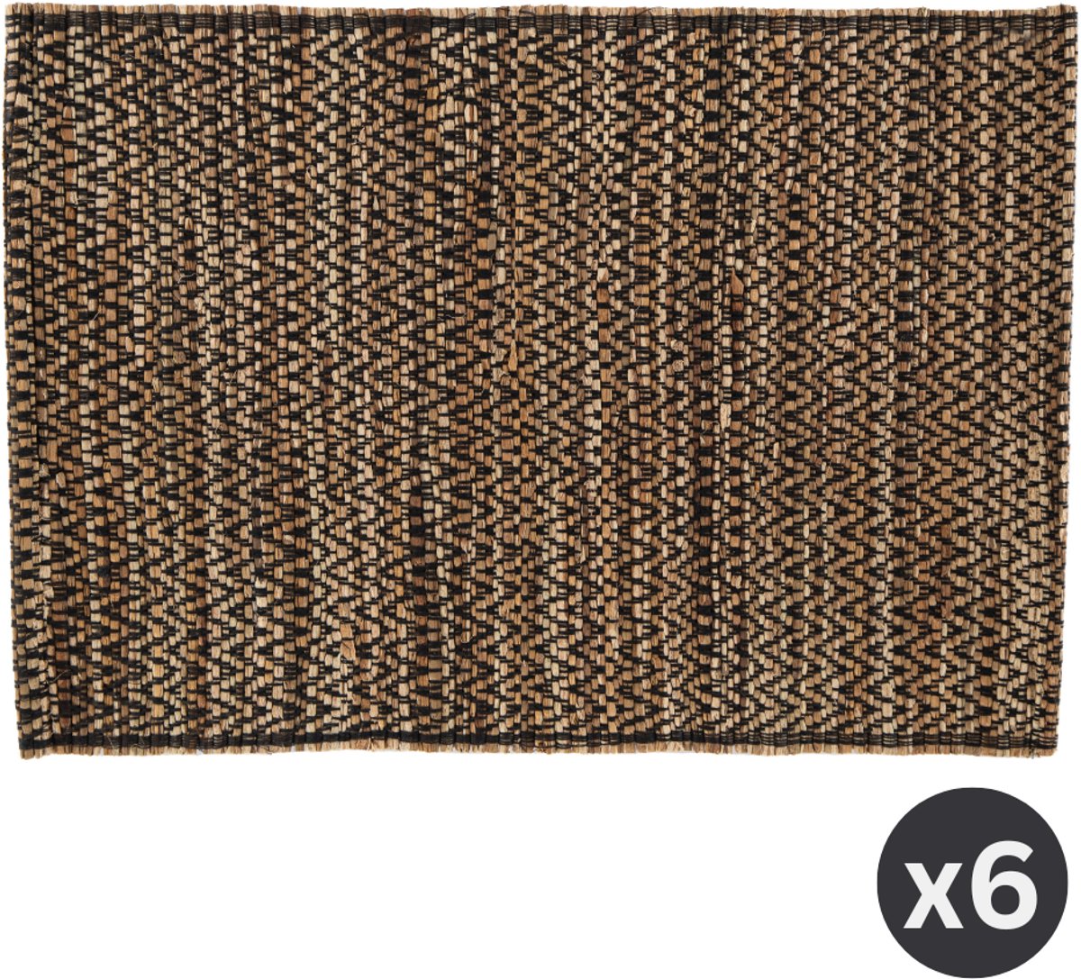 Tiseco - Placemat ASTER - SET/6 - waterhyacint - 30x45 cm - Rechthoek, zwart