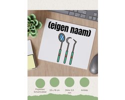 Akyol - tandarts materiaal met eigen naam Muismat - Tandarts - mondhygiënisten/tandartsen - iemand die tandarts is of mondhygiënist - verjaardag - cadeau - kado - geschenk - 23 bij 19 cm