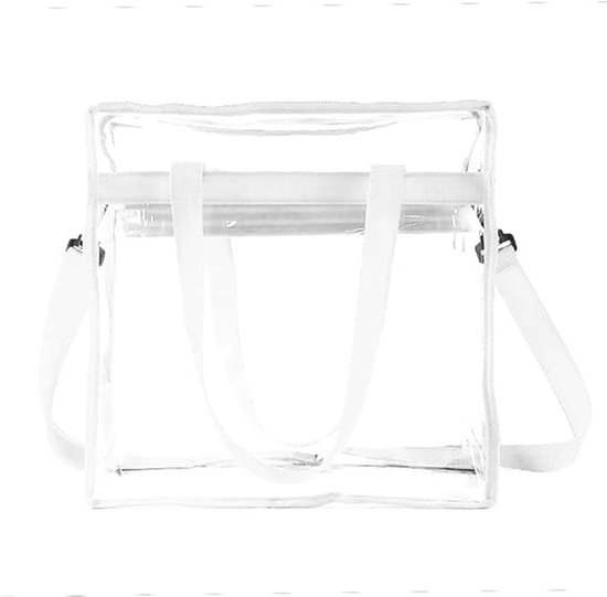 Sac transparent à fermeture éclair, sac à bandoulière avec bandoulière réglable, sac à bandoulière transparent pour femme, sac de sport transparent, sac de plage étanche pour voyage - Wit