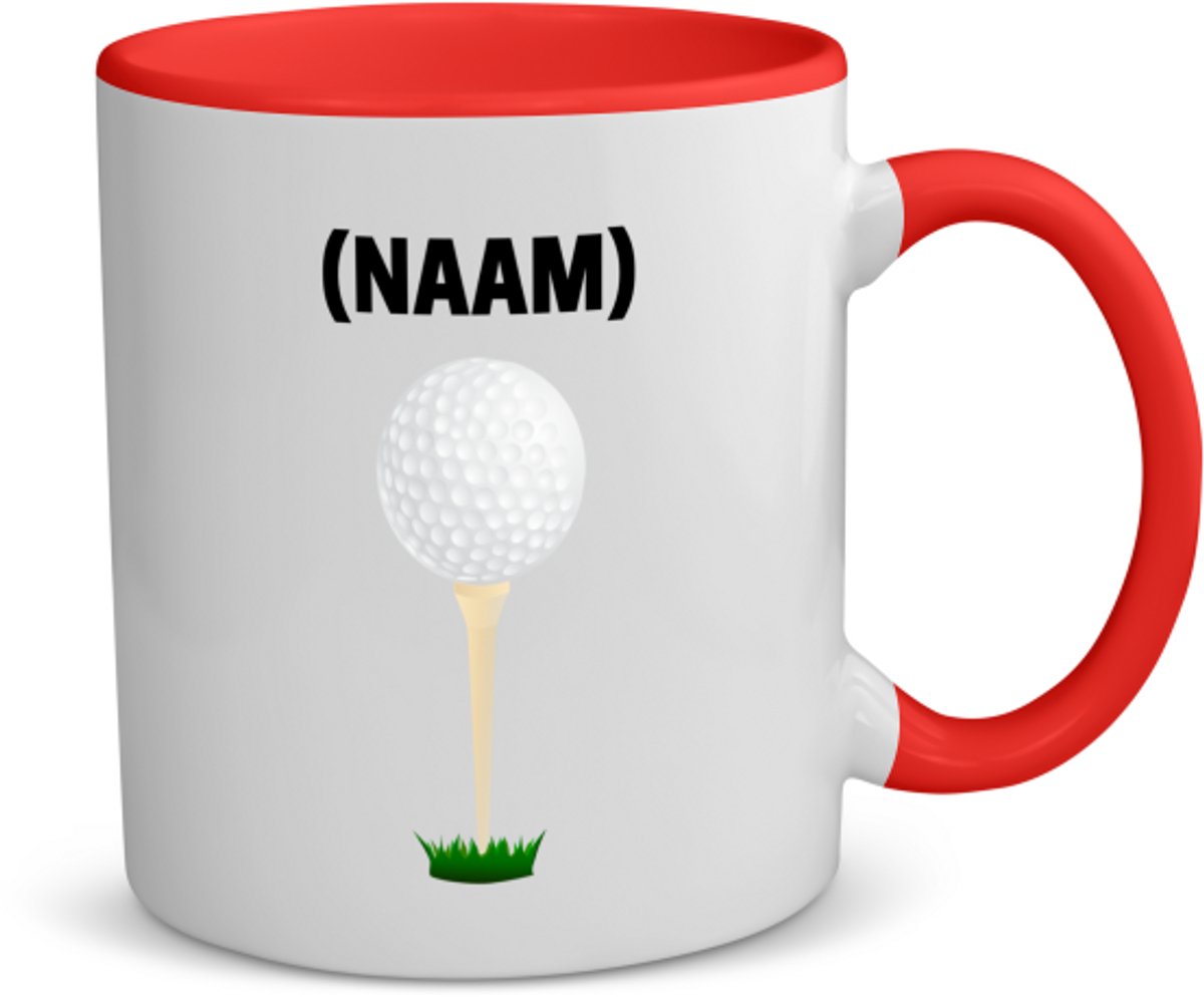 Akyol - golf met eigen naam koffiemok - theemok - rood - Golfen - golfer - sport - 350 ML inhoud