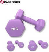 Padisport dumbells paars 0,5 1,5 2,5 kg - gewichten set halters - gewichten set dumbbell - dumbells