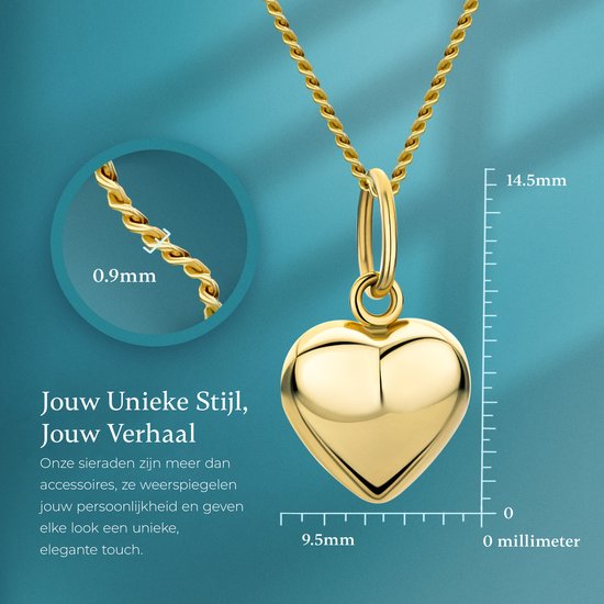 Miore - Collier Cœur en Or jaune - Femme - Or 14 Carats - Bijou hypoallergénique - Créoles