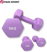 Padisport Dumbells Paars 2.5 En 5 Kg - 5kg Dumbells - Dumbells 5kg - Gewichten Set Halters - Gewichten Set - Gewichten Set Dumbbell - Dumbells Set - Dumbbells - Halters - Dumbell - Fitness Gewichten - Gewichten - Dumbellset - Gewichtjes Set