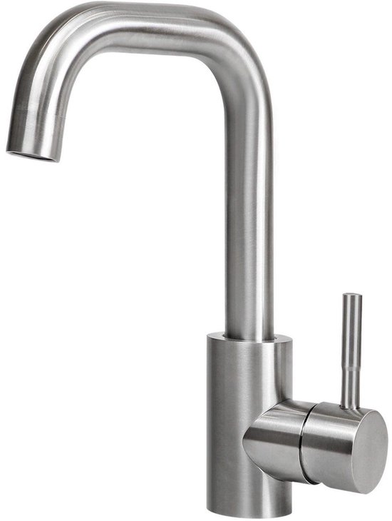 Robinet de lavabo NETTLIFE - Robinet de salle de bain - Économie d'eau - Acier inoxydable - Eau chaude et froide - Bec haut - Robinet de lavabo - pour salle de bain | toilette | cuisines | évier - chromé