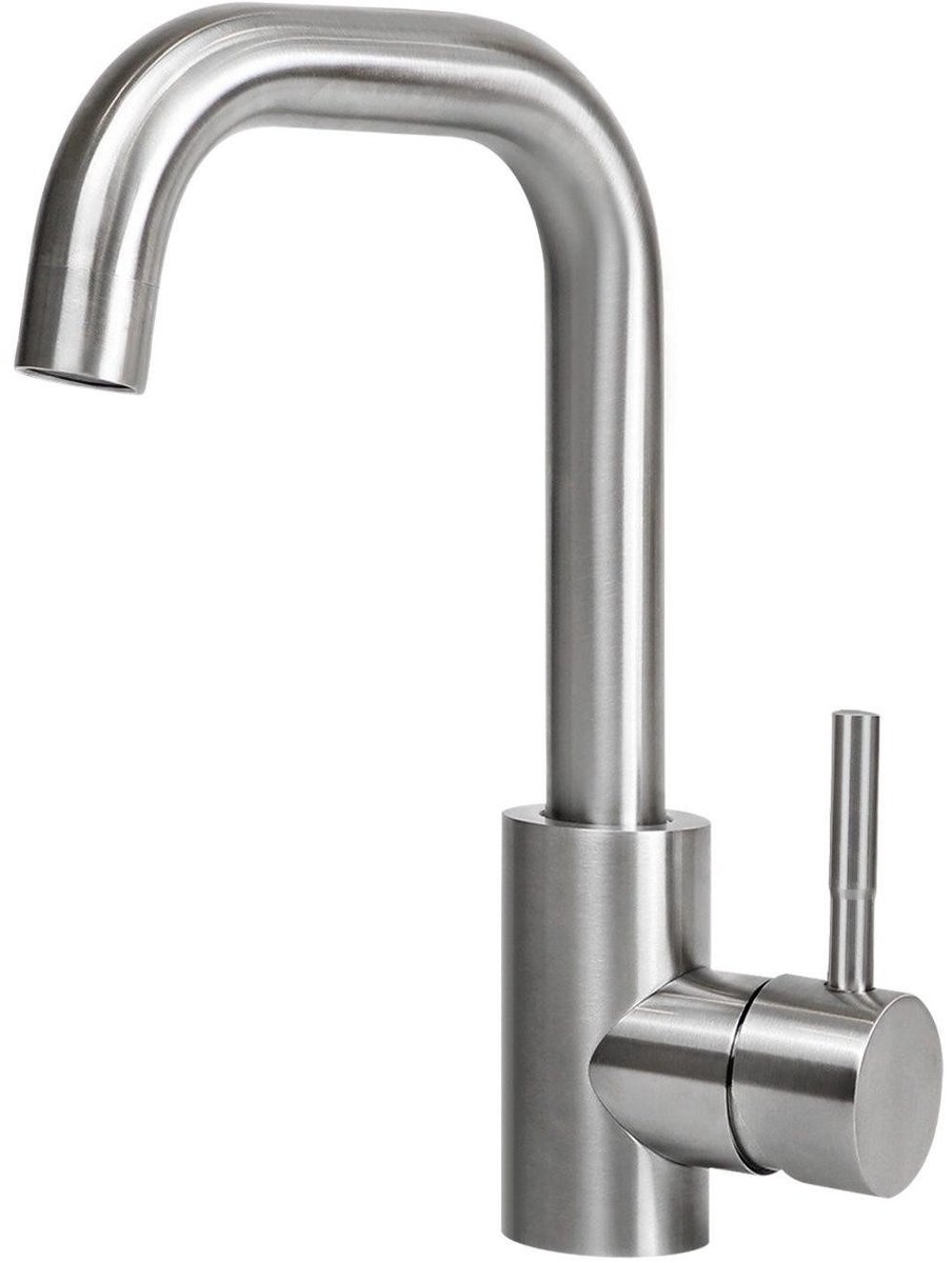 NETTLIFE Wastafelkraan - kraan Badkamer - Waterbesparend - RVS - warm en koud water - Hoge uitloop - wastafel kraan - voor badkamer | toilet | keuken | gootsteen - chroom