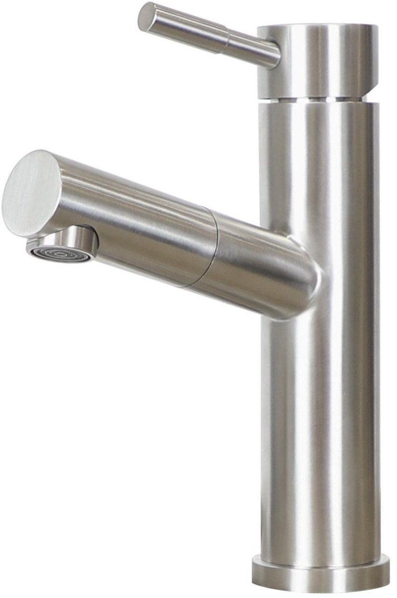 NETTLIFE Wastafelkraan - Badkamerkraan - chroom - Uittrekbare uitloop - RVS - koud en warm water - voor badkamer | keuken | tuin - H 20.5cm