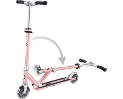 Kinderstep - Globber Flow - Roze/chrome - Lichtgevende wielen - Vouwbaar - Vanaf 5 jaar