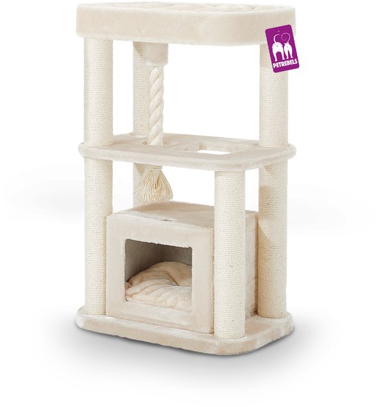 Petrebels Villa 100 krabpaal - Creme - modern - stabiel - meerdere katten