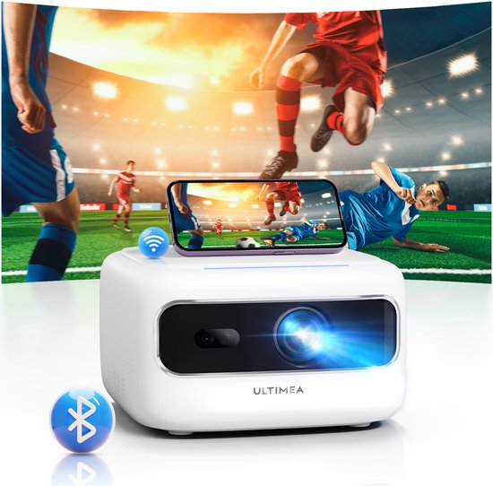 ULTIMEA Full HD 1080P Decoding met 5G+2.4G WiFi Bluetooth, Draagbare Mini Beamer Wit