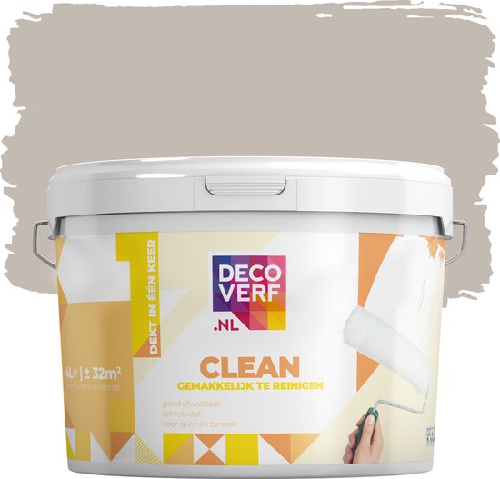 Decoverf clean muurverf taupe, 4L