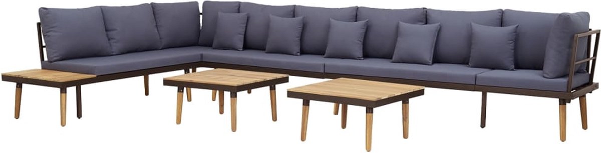 The Living Store Loungeset 8-zits met kussens massief acaciahout - Loungeset - Bankset - Buitendecoratie - Loungemeubilair - Acacia Hout