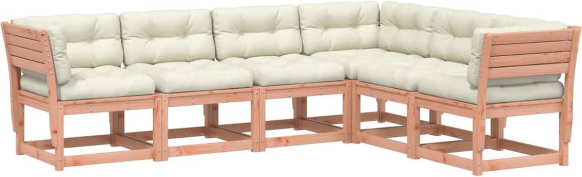 The Living Store 6-delige Loungeset met kussens massief douglashout - Tuinmeubels - Lounge Set - Houten Tuinbank - Loungebank - Tuinset