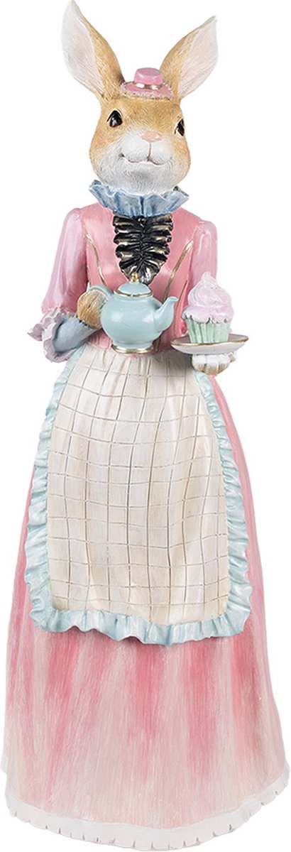 Decoratie Beeld Konijn 58 cm Beige Roze Kunststof