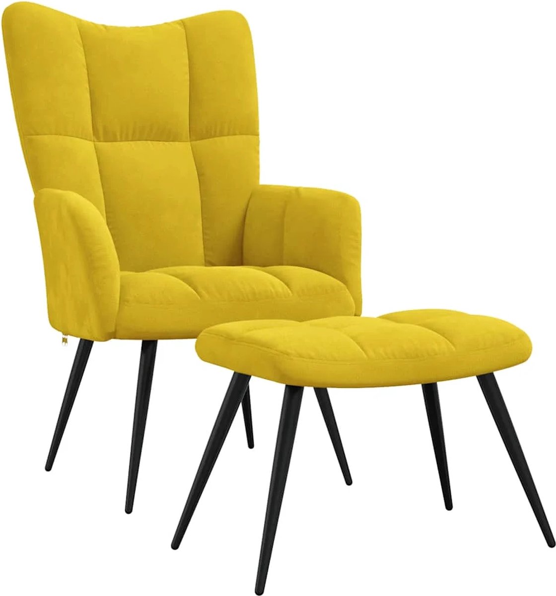 GranMaison Fauteuil - Relaxzetel - Relaxzetel - Relaxstoel - Relaxfauteuil - Stoel - Met armleuning - Met voetenbank - Voor één Persoon - Mosterdgeel
