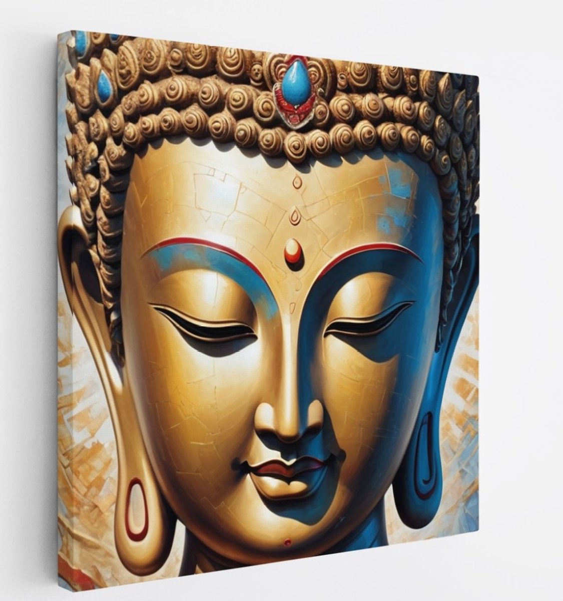Saammp Canvas Schilderij - Boeddha - Kleurrijk - 100x100 - Foto op canvas - Wanddecoratie - Muurdecoratie Woonkamer - Canvas schilderijen Multicolor