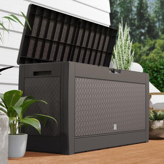 Casaria Opbergbox Rotan Look 119 X 48 60cm Rolbaar Tuin Tuinbox Tuinkussenbox Tuinkist Antraciet 310 Liter 11655964
