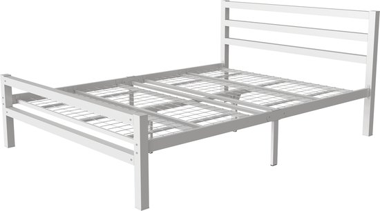 Cadre de lit en métal robuste AirSleeperz Burhara - Couleur blanc - Dimensions 140x200 cm - Pour 2 personnes - Capacité de charge 600 kg