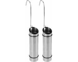 Bellatio design Waterverdamper radiator - 2x - RVS - D6xH20 cm - luchtbevochtiger radiator - verdampingsbakje