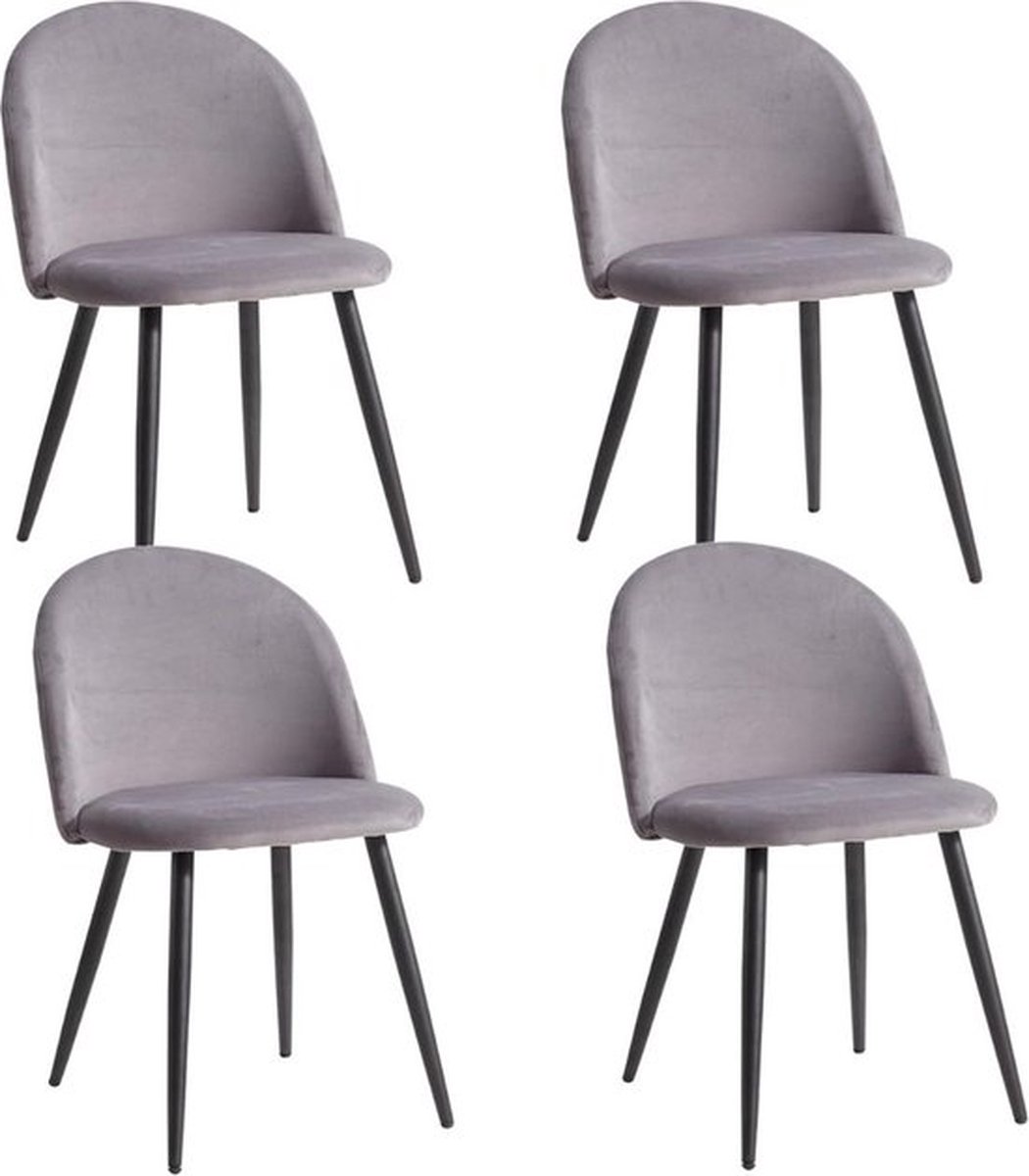 Luxe Eetkamerstoelen – Set van 4 – Eetkamerset – Extra Comfortabel – Stevig – Modern Design – Grijs