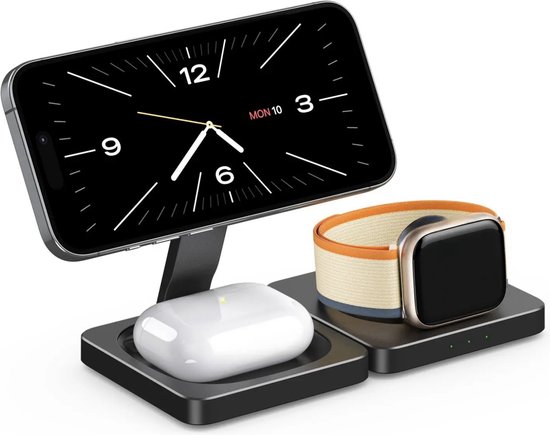 3 in 1 draadloze oplader - 22.5W Snellader - Compact - Geschikt voor Apple/Iphone en Samsung - Apple Watch
