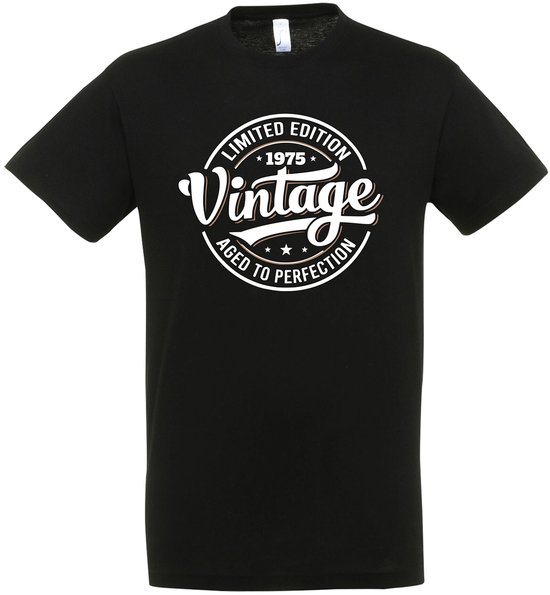 Vintage 50 Jaar T-shirt - Verjaardag en feest cadeau - Cadeau tip - Aged To Perfection - 50 jaar cadeau - 50 jaar abraham - 50 jaar - T-shirt - 1975 - Heren - Vader Cadeau - Maat XL