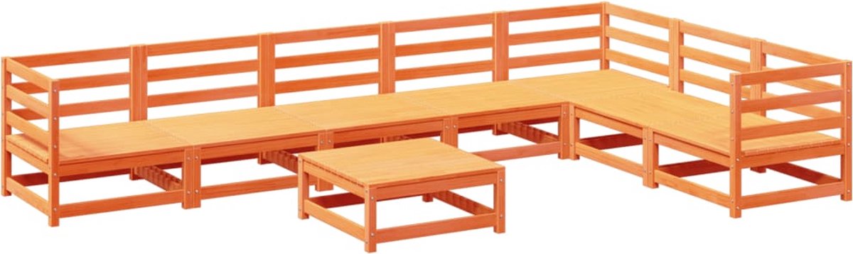 The Living Store 8-delige Loungeset massief grenenhout wasbruin - Tuinset met loungebank