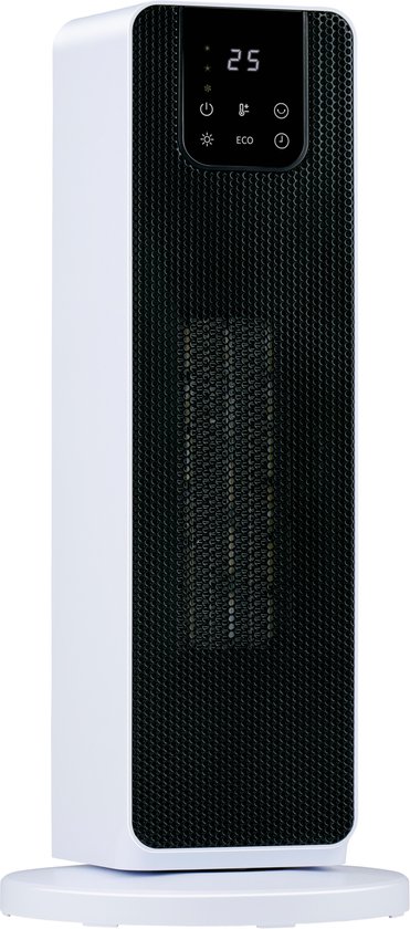 alpina Elektrische Verwarming met Digitaal Display 2000W - Keramische Ventilatorkachel met Handvat en Omvalbeveiliging - Oscillerende Ventilator Kachel voor Ruimtes tot 20m2 - 21 x 21 x 46cm