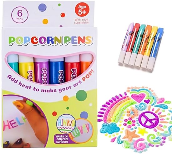 Jojoy - Kit de démarrage pour stylo 3D - Stylo 3D Enfants - Stylos magiques - Marqueurs magiques - 6 pièces - PUFFPENS