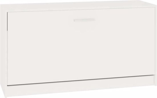 The Living Store Banc à chaussures - Bois d'ingénierie de haute qualité - 80 x 24 x 45 cm - Wit brillant