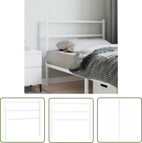 Tête de lit vidaXL - Tête de lit - Tête de lit 107 cm en métal blanc - Décoration de lit - Tête de lit Classique - Tête de lit en acier
