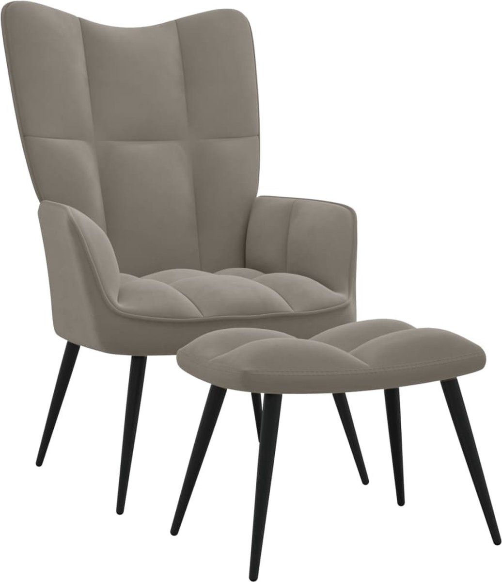 Fauteuil - Relaxzetel - Relaxstoel - Relaxfauteuil - Stoel - Met armleuning - Met voetenbank - Voor één Persoon - Lichtgrijs