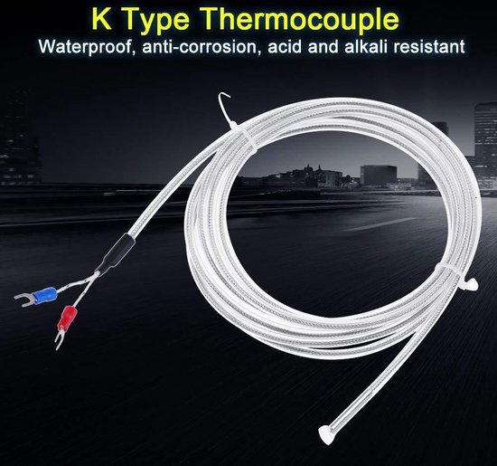 Taiss 2er-Pack K-Typ Thermoelement – Mini-Stecker, Messbereich -40 Bis +250°C, 2 Meter Kabel