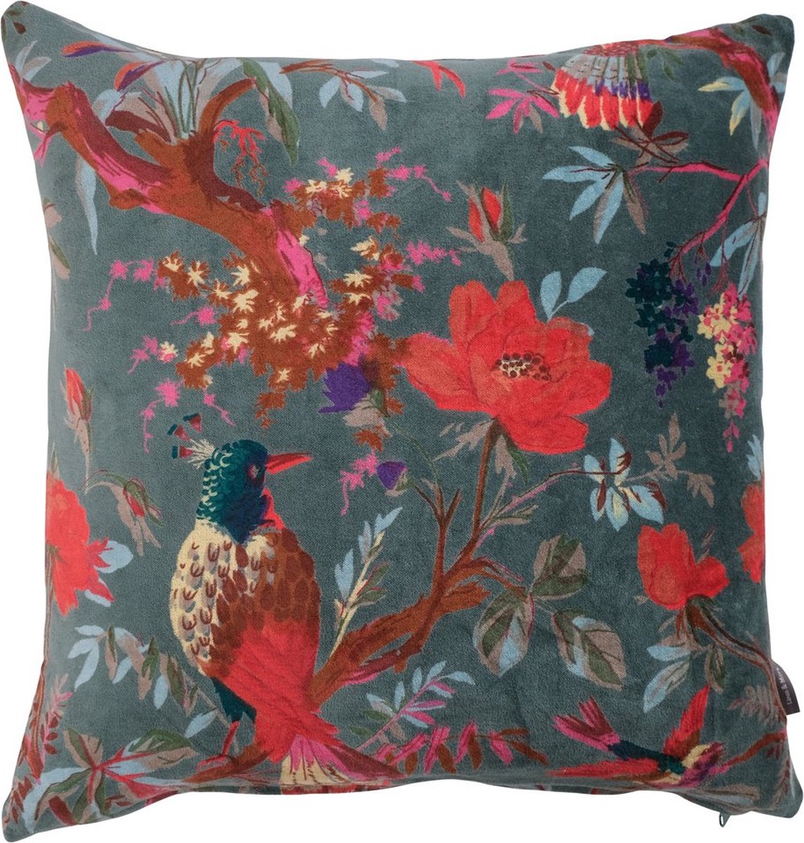 Mars & More Paradise kussen - sierkussen dierenprint - 60 x 60 cm blauw, groen, rood