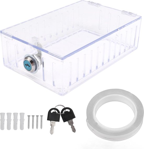 Thermostaat Lock Box, Clear Cover met Sleutel voor AC Thermostaat, Guard AC Lock Box Cover Past 4,7 H x 5,6 B x 1,75 D of kleiner