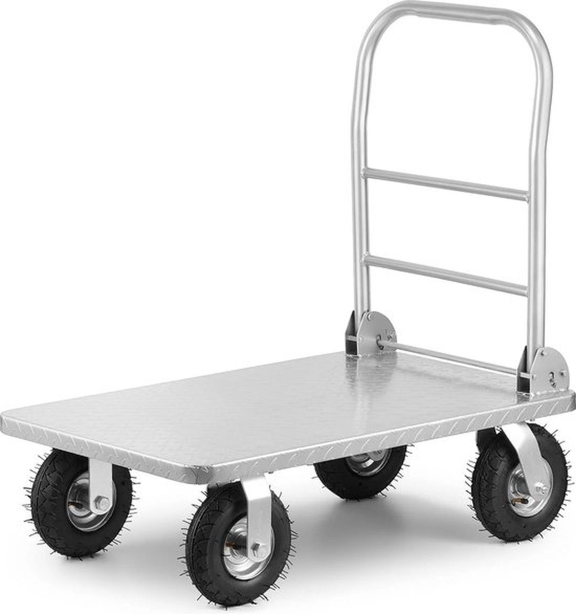 Higher Transportwagen - Magazijnwagen - 500kg - Opvouwbaar - Zilver Staal