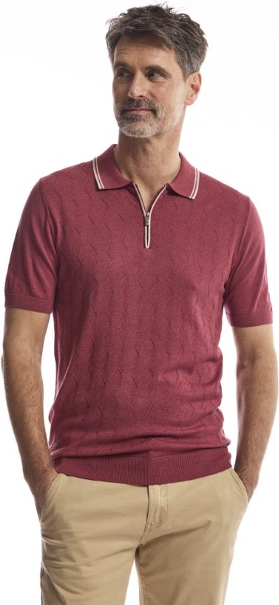 Polo rood TW42402 korte rits KM Twin Life - maat XL