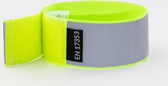 Set de 2 - Brassard/Cuissard réfléchissant jaune fluo avec velcro - 3M - Certifié EN17353