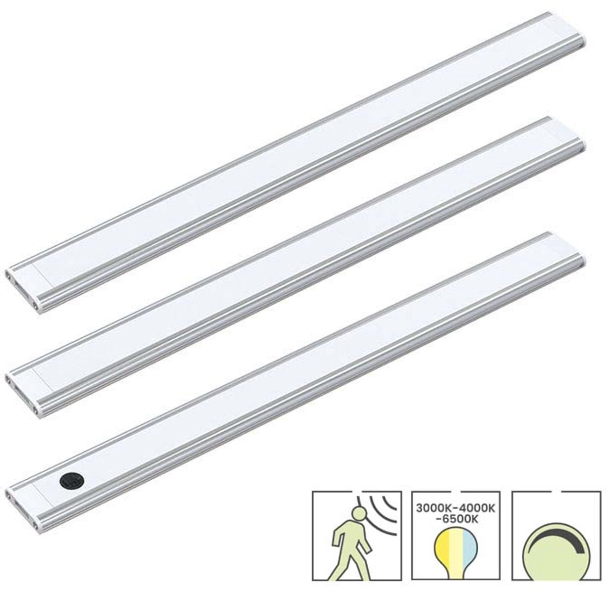 Lybardo - Kastverlichting - 3 strips 50cm - 5W dimbaar - CCT - Keukenverlichting Onderbouw LED